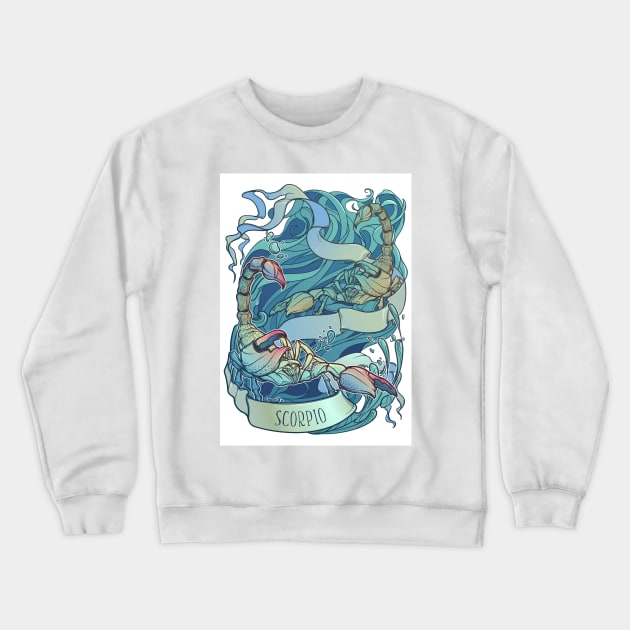 Zodiac sign of Scorpio, watercolor Crewneck Sweatshirt by AntonVTokarev